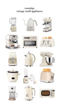 Embracing the Charm of Yesteryears There's something undeniably captivating about the vintage aesthetic, and it's making a stunning comeback in our kitchens! Take a look at this gorgeous collection of cream-colored, vintage-style small appliances that add a touch of nostalgia to your cooking space. From the charming toaster that crisps up the morning bagels to the sleek coffee maker that brews your daily pick-me-up, these appliances effortlessly combine form and function. They're like a jo