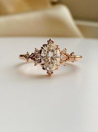 Oval Cut Genuine Moissanite Filigree Design Engagement Ring Wedding Jewelry Her