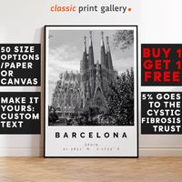 Barcelona Poster Black and White Print, Barcelona Wall Art, Barcelona Travel Poster, Barcelona Photo Print, Catalonia, Spain, España, 3063 - Etsy México