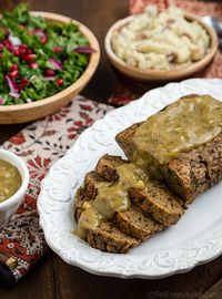 Mushroom Seitan Roast - The mushrooms give this vegan roast a savory flavor without being obviously "mushroomy." A perfect addition to your Thanksgiving table.