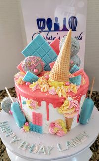 Fun Cake with ice cream cones and cake pops