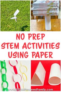 Discover some fascinating, no prep STEM activities and challenges you can do with your students using paper! Engineering, math and science. Whether you’re looking for a quick and easy project to wow your kids or you need a last-minute STEM challenge for the classroom you really don’t need to look any further than plain old paper! A simple piece of paper has endless possibilities when it comes to STEM. Visit STEAMPoweredFamily.com to get all the details. via @steampoweredfam