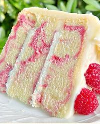 Almond Raspberry Swirl Cake