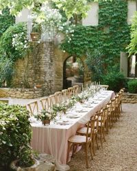 La Tavola Fine Linen Rental: Dupionique Iridescence Blush | Photography: Josh Gruetzmacher, Event Planning: Shannon Leahy Events, Florals: Laetitia C. Fleurs d'atelier, Venue: Petit Hopital, France, Invitations: Yonder Design