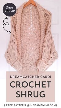 Mar 11, 2021 - The Dream Catcher Cardi is chunky crochet cardigan with a gorgeous diamond motif on the back. Read on for this free crochet shrug pattern.