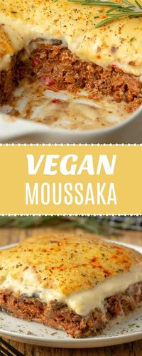 This vegan moussaka is deliciously layered with baked eggplant, homemade vegan mince and a creamy vegan bechamel sauce. Ultimate comfort food. #vegan #dairyfree | lovingitvegan.com