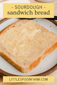 This soft sourdough sandwich bread is made with all-purpose flour, olive oil, honey, and sourdough starter in a stand mixer. It has a light fluffy texture with a tight crumb perfect for sandwiches and toast.