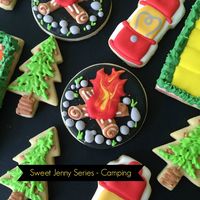 sweet jenny belle - decorated cookie - campfire - camping series