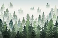 Tree Silhouette Wallpaper | Watercolour Forest Style | MuralsWallpaper