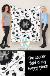 ad: Is the soccer field her happy place? #soccerblankets #TheSoccerFieldIsMyHappyPlace #soccerroomdecor