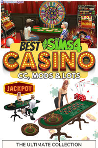 A collection of roulette tables, blackjack sets, and custom slot machines for The Sims 4.