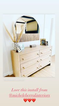 Our client @micheleberrolinteriors shared the install picture of the "Aria-Solo" mirror fitting so well this dresser and decor. It all works so well together! #warmmodernart