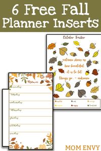 Download your free fall planner inserts and a free fall habit tracker. Perfect for your planner or bullet journal. Customize your planner for the fall.