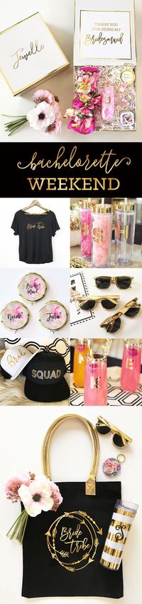 Bachelorette Party Ideas for a Weekend Getaway - Bridesmaid Gifts | Bride Tribe Shirts | Bachelorette Hats | Bride Tribe Sunglasses | by Weddingfavorites