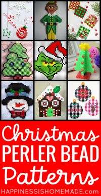 These Christmas Perler Bead patterns can be used to make all kind of different Perler Bead holiday creations - home decor, Christmas ornaments, gift tags, package toppers, magnets, keychains, and SO much more!