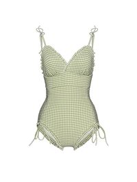 Fabric: Nylon, Spandex Stretch: High Neckline: V-neck Pattern Type: Gingham Fit Type: Regular Length: Long