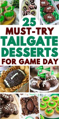 Easy football desserts and game day sweet treats! These fun desserts for a tailgate or football party make game day so much sweeter. Football themed food, tailgate desserts, game day desserts, football tailgate desserts, football party desserts easy, fall football desserts, football sunday desserts, creative football inspired desserts, tailgating desserts football, desserts for football parties, game day snacks