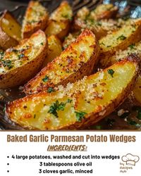 Baked Garlic Parmesan Potato Wedges  Introduction Baked Garlic Parmesan Potato Wedges are a delicious and healthy snack or side dish. With crispy edges and a cheesy flavor, these wedges are easy to make and perfect for sharing with family and friends. Why Make This Recipe These potato wedges ar...