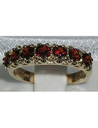 14k Yellow Gold Natural Garnet Womens Band Ring - Sizes 4 to 12 Available