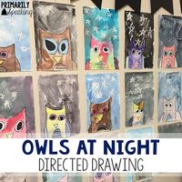 Primarily Speaking: Owls at Night {A Directed Drawing}