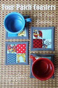 Four Patch Drink Coasters with Faux Binding — Crafty Staci