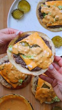  

Big Mac Sauce: mix together 1/2 cup mayonnaise, 2 tbsp sweet pickle relish, 2 tbsp grated sweet onion (with juices), 2 tsp yellow mustard, 1/2 tsp white vinegar, 1/2 tsp paprika, 1/2 tsp onion powder, 1/4 tsp fine sea salt, 1/4 tsp garlic powder, 1 tsp white sugar

Tacos:

- flatten hamburger meat all the way to the edges of a flour tortilla. Season the patty with salt and pepper.

- Place the tortilla hamburger side down on a flat top on high heat and sear for about 6 minutes. Flip over and add a slice of American cheese and allow to melt. Remove from heat and add lettuce, pickles, diced onion, and your Big Mac sauce

Credit:thenaughtyfork

