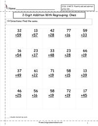 two digit addition with regrouping ones to tens place worksheet