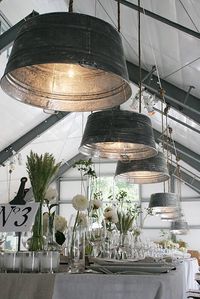 galvanized pails as light fixtures