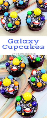 There is really no right or wrong way to decorate these galaxy cupcakes so let their creative minds run free. It's exciting to see what your kids create. #galaxy #cupcakes #recipe #fooddecor #spacethemed | Galaxy Unit Ideas | Homeschool Activities | Easy recipes for kids | Dessert Recipe | Cupcakes Recipe | Chocolate Cupcakes | via @myhomebasedlife