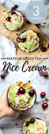 MATCHA GREEN TEA NICE CREAM | Only 3-ingredients | Vegan, Easy, Healthy, Gluten-Free Recipes | TWO SPOONS