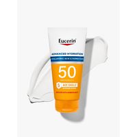 Eucerin Sun Advanced Hydration SPF 50 Sunscreen Lotion is a fragrance free sunscreen lotion formulated with Hyaluronic Acid and Humectants to attract and replenish skin’s natural moisture, leaving skin hydrated and supple for up to 8 hours. This moisturizing sunscreen features UVA/UVB sun protection plus an advanced antioxidant complex, 5 AOX Shield™, that goes beyond neutralizing to also guard from free radicals and help support skin health. Eucerin Sun Advanced Hydration Sunscreen Lotion SPF 5