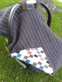 Crocheted, Fabric-Lined Infant Car Seat Canopy