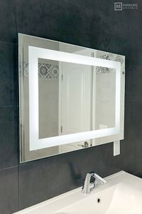 Front-Lighted LED Bathroom Vanity Mirror: 32" x 24" - Rectangular - Wall-Mounted