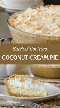 Barefoot Contessa Coconut Cream Pie is made with a homemade pie crust, filling, and meringue topping. The crust is a combination of all-purpose flour, sugar, and butter; the filling is a rich concoction of eggs, milk, half-and-half, sugar, cornstarch, and shredded coconut; and the meringue is crafted from egg whites, cream of tartar, and sugar.  This Ina Garten Coconut Cream Pie recipe, a luxurious and flavorful dessert, takes about 4 hours to prepare and can serve up to 8 people.