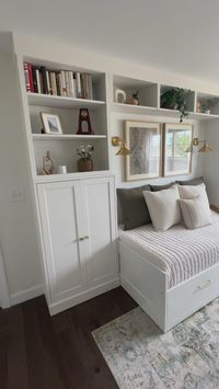 Say goodbye to boring builder-grade spaces!   Just transformed my dull guest room into a stunning dual office and guest retreat with my latest DIY project!   Follow us for more DIY inspiration on a budget!