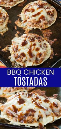 BBQ Chicken Tostadas - easy, family-friendly, and gluten free. This fast 20-minute dinner recipe has only 4 ingredients. No tostada shells? Check out the easy hack with corn tortillas.