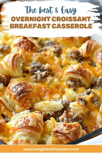 Whip up an effortless gourmet breakfast with our Overnight Croissant Breakfast Casserole! It combines flaky croissants, savory sausage, and rich cheese in a make-ahead dish that simplifies morning routines. Perfect for brunch or special occasions, it's a crowd-pleaser that leaves everyone asking for seconds. Prep tonight, bake tomorrow, and watch it disappear! Ready for a breakfast revolution? Save this recipe now and give your mornings a delicious upgrade!