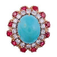 1stdibs - Glorious 1960s Turquoise, Ruby and Diamond Cluster Ring explore items from 1,700  global dealers at 1stdibs.com