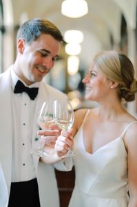 Classic couple's portraits during an elegant wedding at The Millennium Center in Downtown Winston-Salem. Wedding photography by East Coast film wedding photographer Lindley Battle Photography.