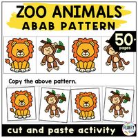 Students ENJOY cutting and pasting cute patterns in this AB Pattern Zoo Animals Math Activities packet. Adorable zoo animals pictures in this resource are perfect for keeping your kids engaged and excited. Easy pattern activities included:Copy ABAB (2-AB) PatternsCopy ABABAB (3-AB) Patterns Copy ABABABAB (4-AB) Patterns What's next? Complete the ABAB Patterns----------------------- Use this for:Pattern activitiesFine motor activitiesCutting practiceMorning tubs----------------------- ...More Pat