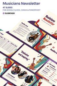 Download the Musicians Newsletter template for PowerPoint or Google Slides

#Slidesgo #FreepikCompany #presentations #themes #templates #GoogleSlides #PowerPoint #GoogleSlidesThemes #PowerPointTemplate  #Creative #Marketing #Illustration #Waves #Abstract #Newsletter #Music #Cream #Canva #CanvaTemplate #presentationideas #presentationdesign #powerpointdesign