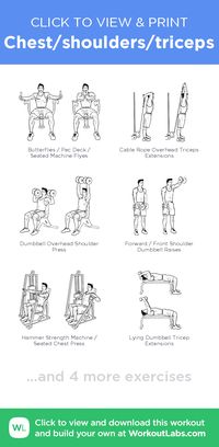 Chest/shoulders/triceps – click to view and print this illustrated exercise plan created with #WorkoutLabsFit