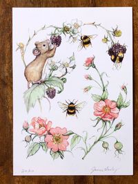 Print from my original watercolor painting from save the B's art challenge for plant pollinators month. Available in 5 x7 and 8x10. Signed and carefully packaged.