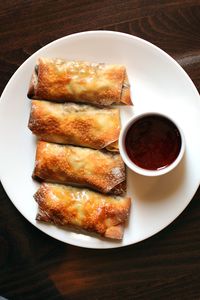 Baked Chicken and Mushroom Spring Rolls |