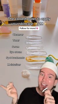 CORRECT ORDER TO APPLY SKINCARE!😱 (follow for more!💗) #skincareroutine #skincare #beauty #skin