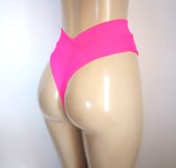 Thong High Waisted Bikini Bottom, Pink Thong Swimwear Bottoms, Sale XL Bathing Suit