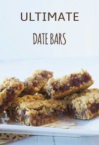 These Ultimate Date Bars start with a sweet buttery oatmeal crust and topping and they are stuffed with a delicious date filling. An original Betty Crocker recipe from years ago, these are the ultimate date bars. They are not only scrumptious but addicting too!