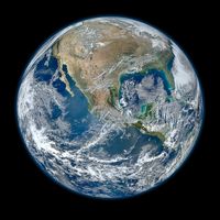 This remarkable, high-definition photo from NASA's Earth-observing satellite Suomi NPP is actually a composite of several images of the Earth's surface taken on January 4, 2012. This photo will print