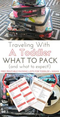 Be prepared for any trip with a toddler! Free Printable Packing List for Traveling with a Toddler (and one for moms too!) + what to expect when taking a vacation with a toddler. This list is a must-have when you’re packing for a vacation with a toddler! CLICK THROUGH TO READ THE FULL ARTICLE! Toddler packing list | new mom | first time mom | travel with a toddler