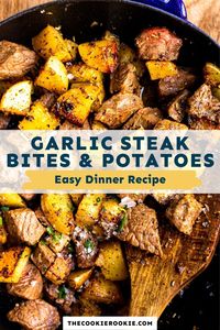 When you need a delicious dinner on the table in a hurry, I've got you covered with these tasty garlic steak bites! Cooked in a skillet with seasoned potatoes, it's ready to serve in 20 minutes.